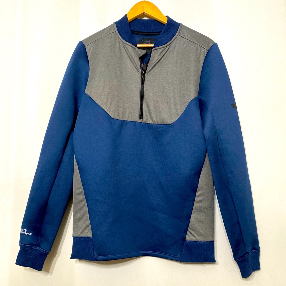Under Armour Gore Windstopper Fitted‎ Blue Grey 1/4 Zip Pullover Golf Small